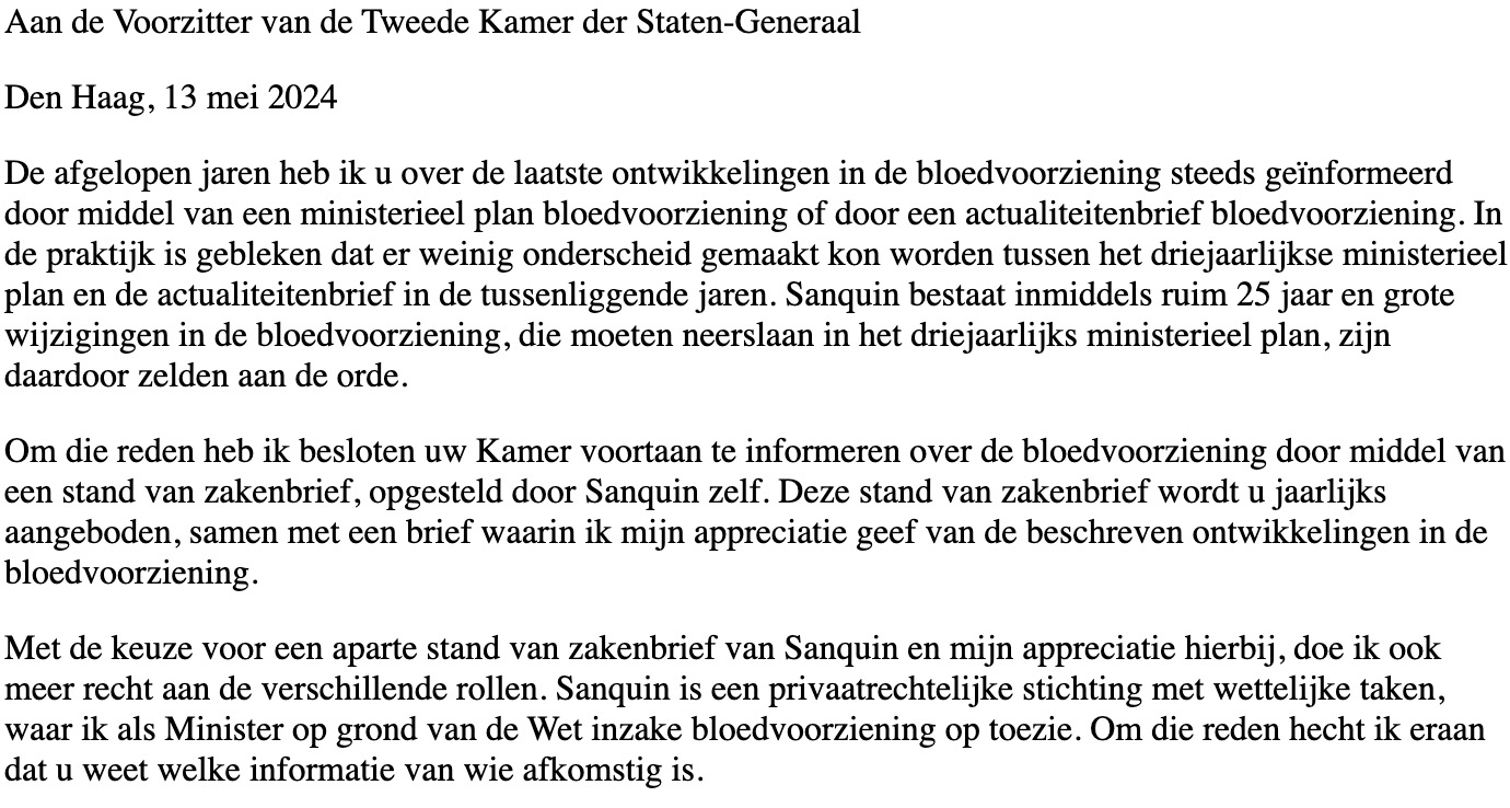 Geen ministerieel plan meer
